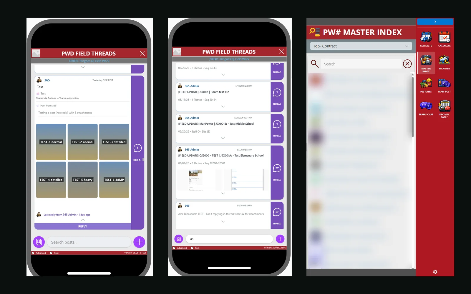 The Teams field app on a phone and the browser sidebar rail
